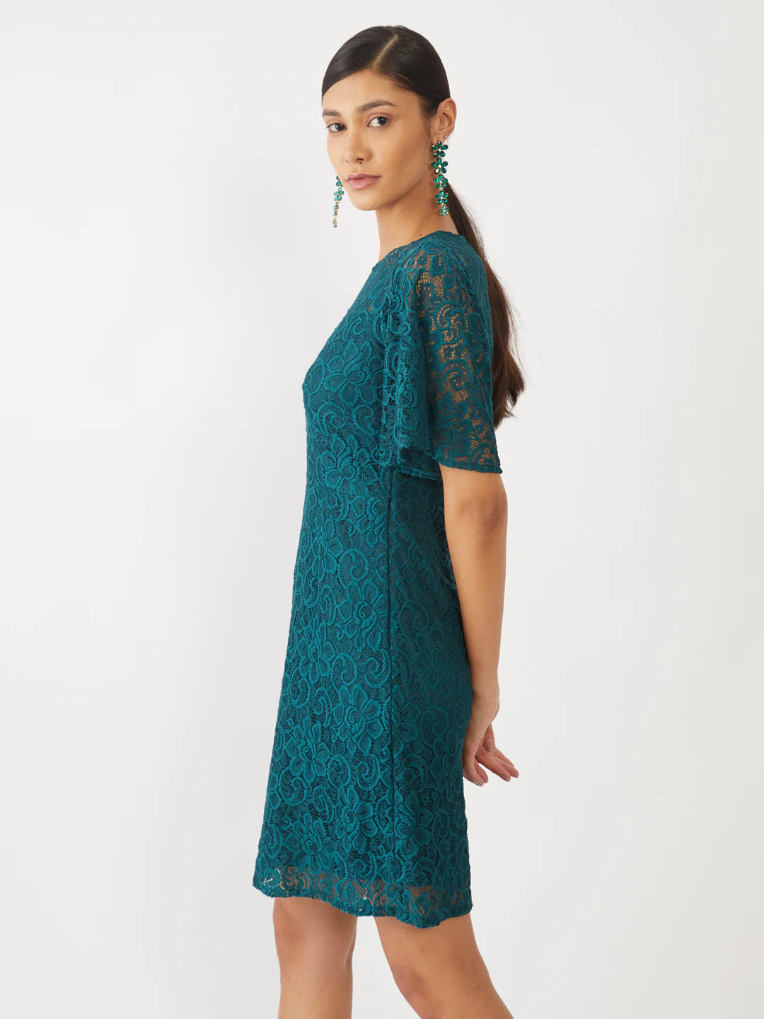 Green Lace Short Dress - Image 3