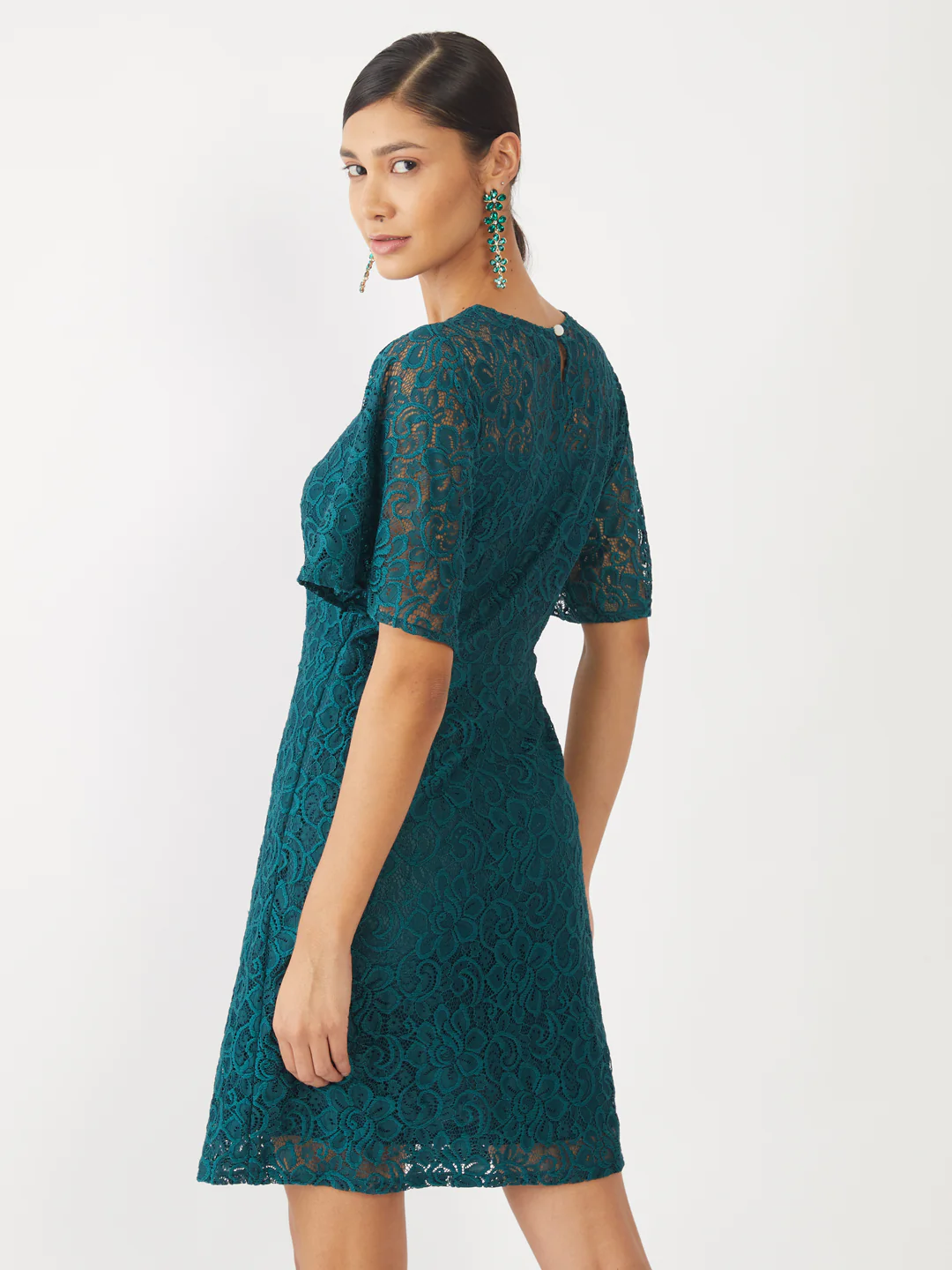 Green Lace Short Dress - Image 4