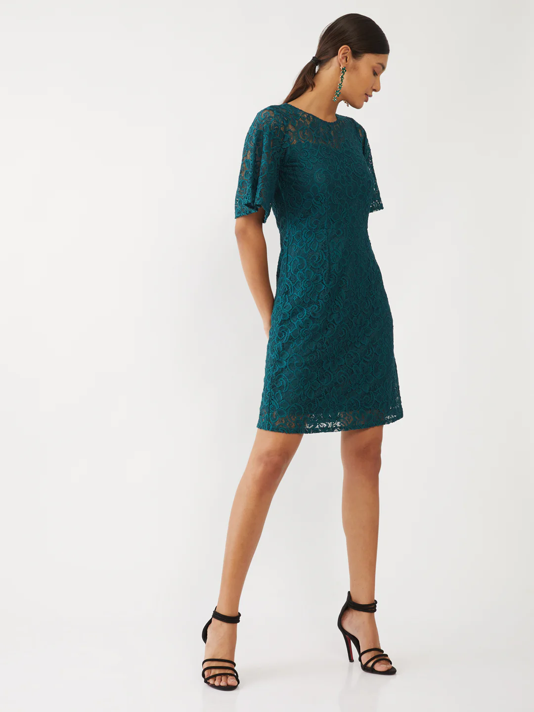 Green Lace Short Dress - Image 5