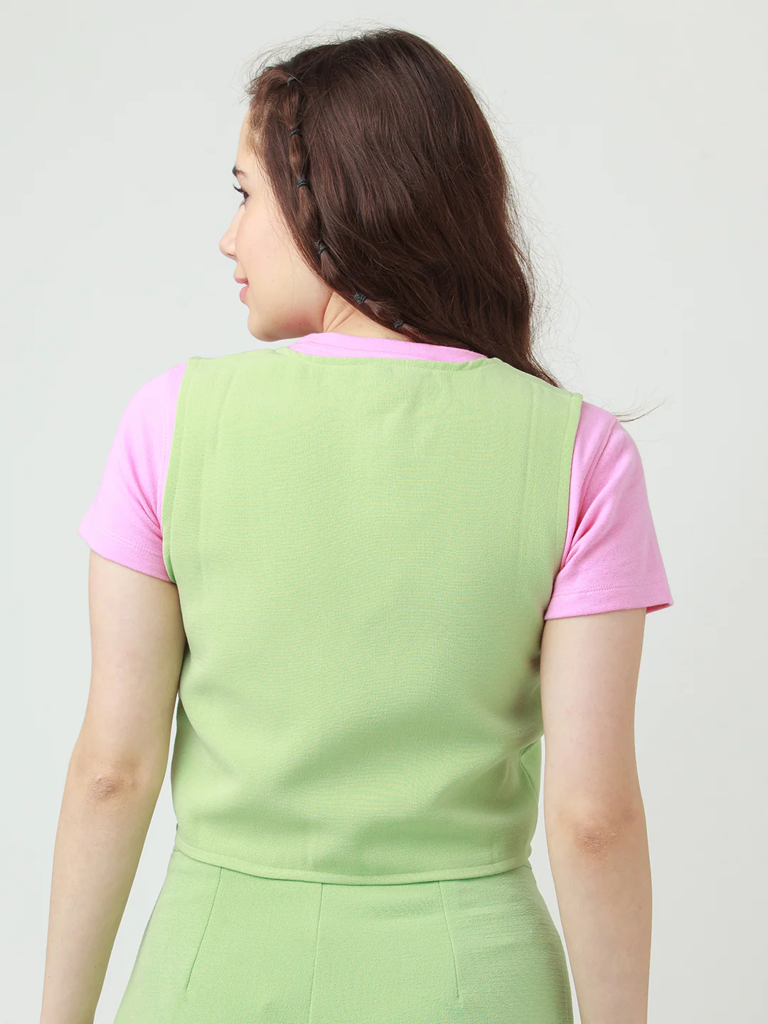 Green & Pink Typographic Regular Top with Jacket - Image 4