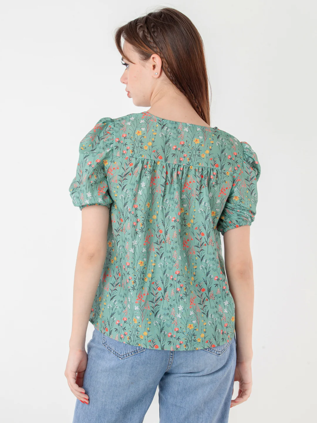Green Printed A-Line Top - Image 4