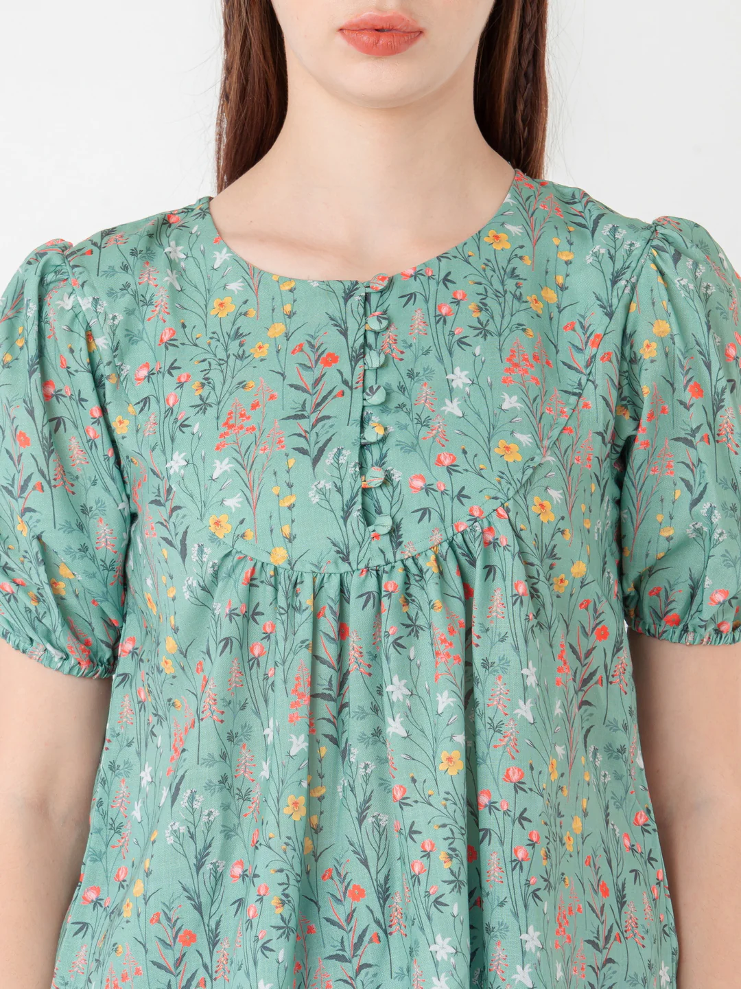 Green Printed A-Line Top - Image 6