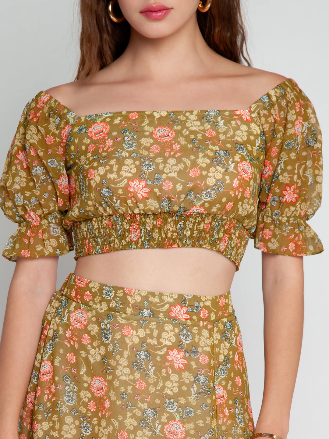 Green Printed Elasticated Top - Image 6