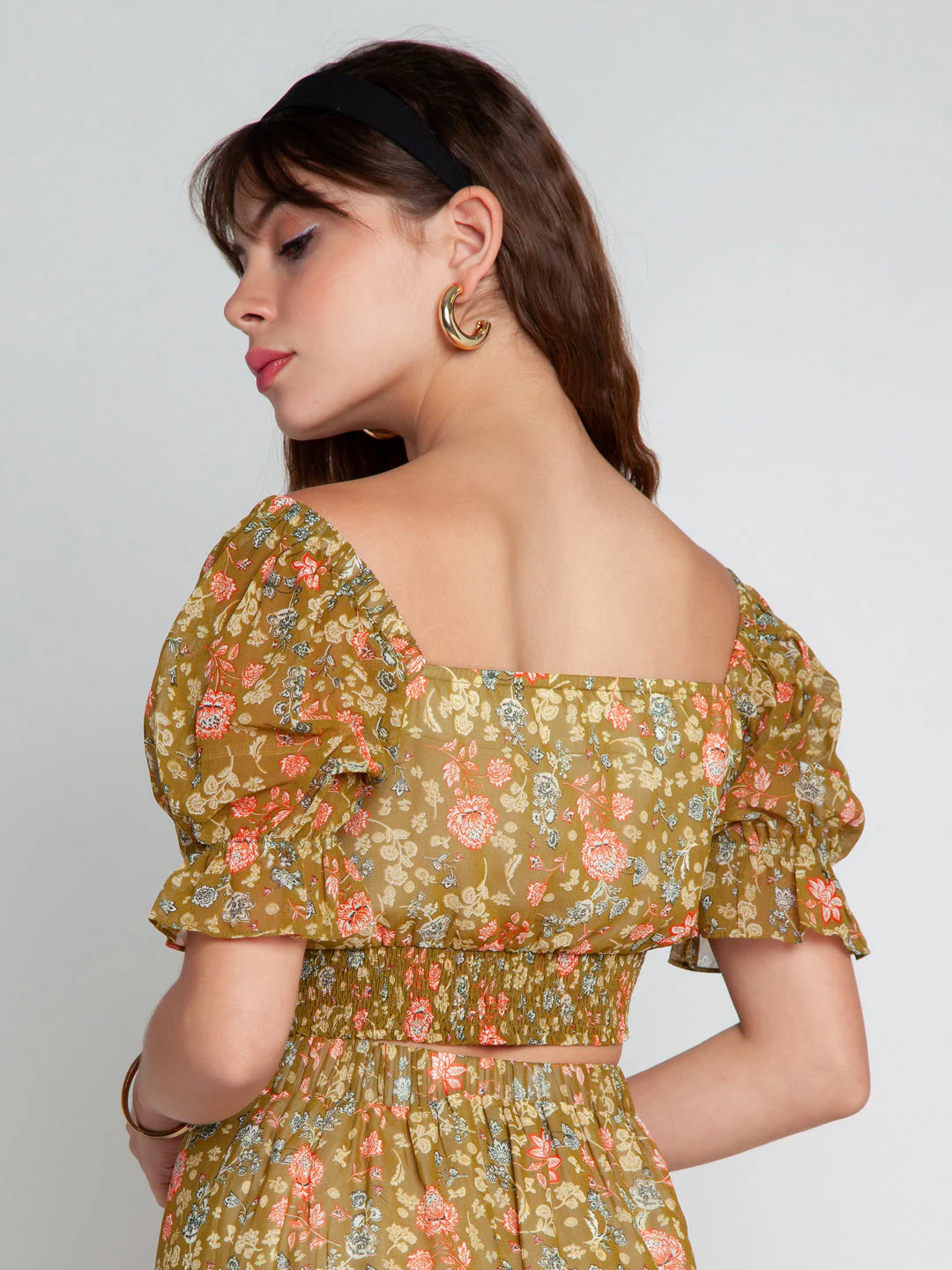 Green Printed Elasticated Top - Image 4