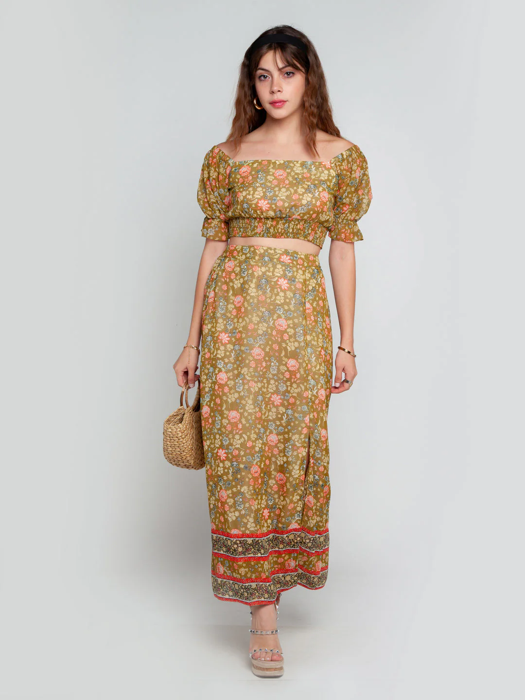 Green Printed Elasticated Top - Image 5