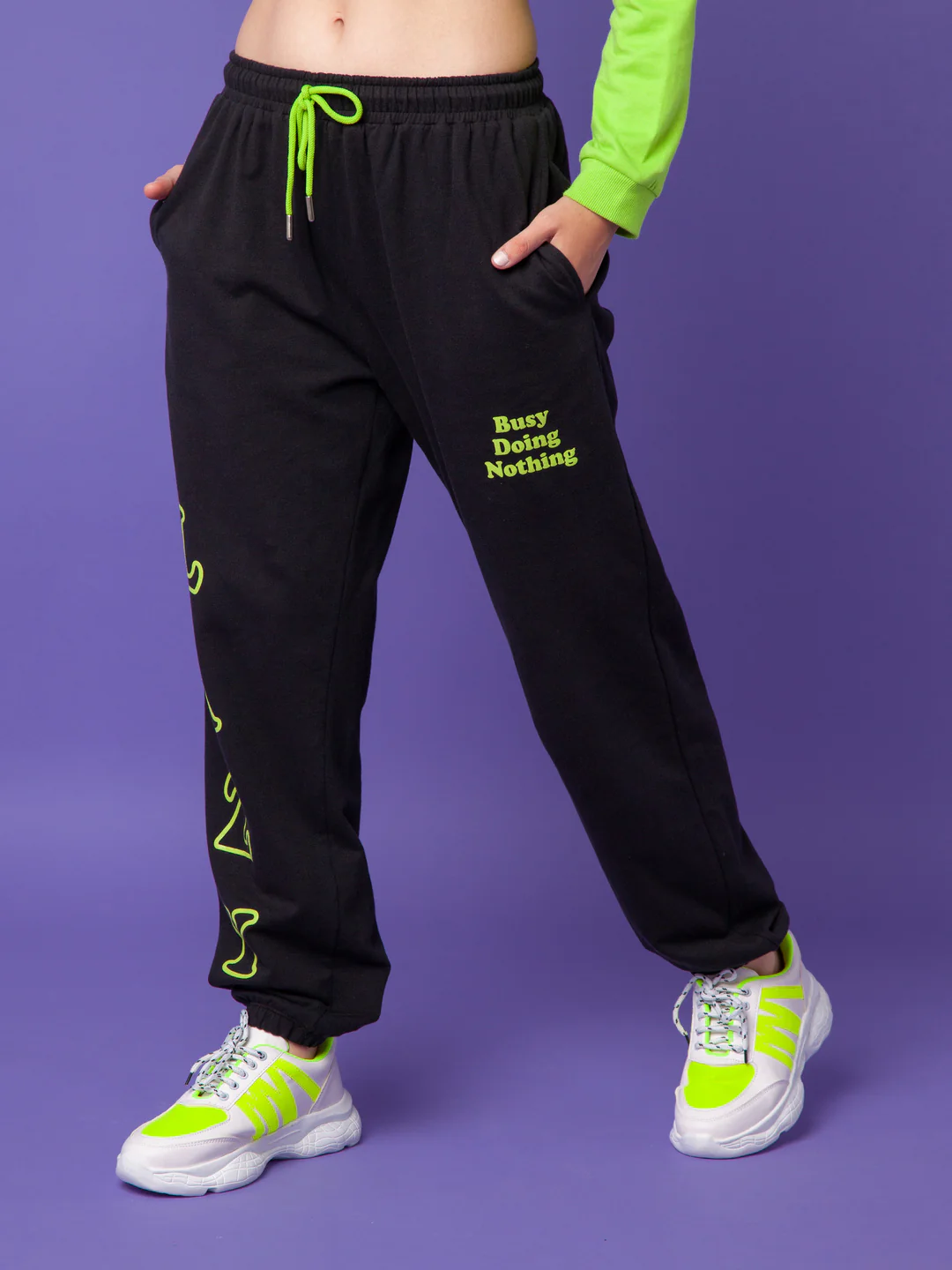 Green Printed Elasticated Joggers - Image 3