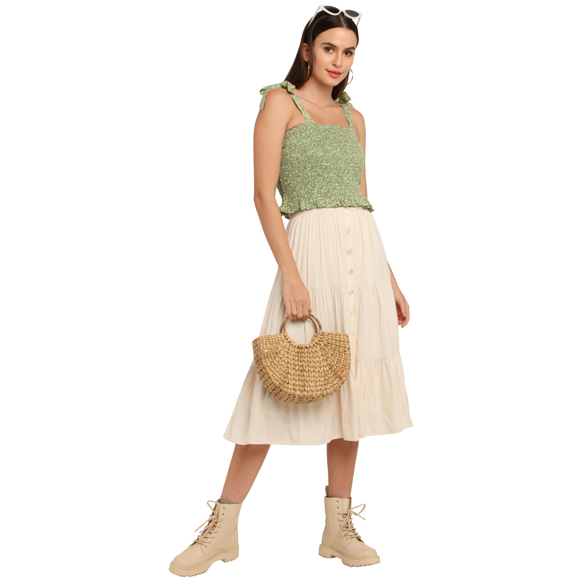 Green Printed Elasticated Top - Image 5
