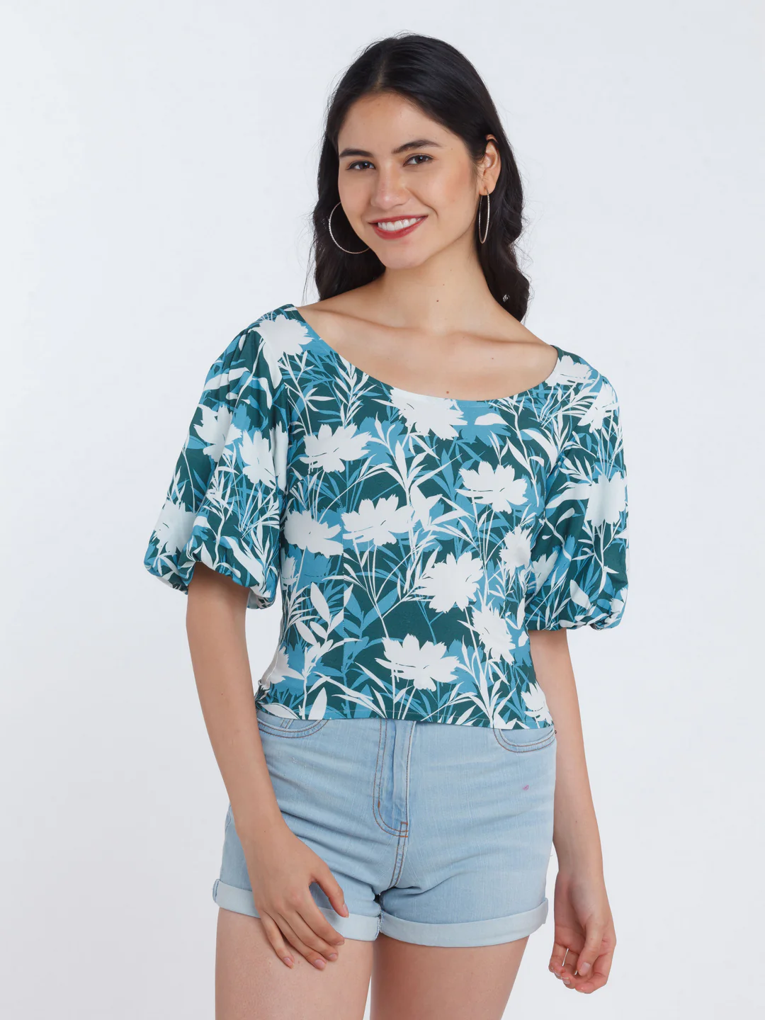 Green Printed Fitted Top - Image 2