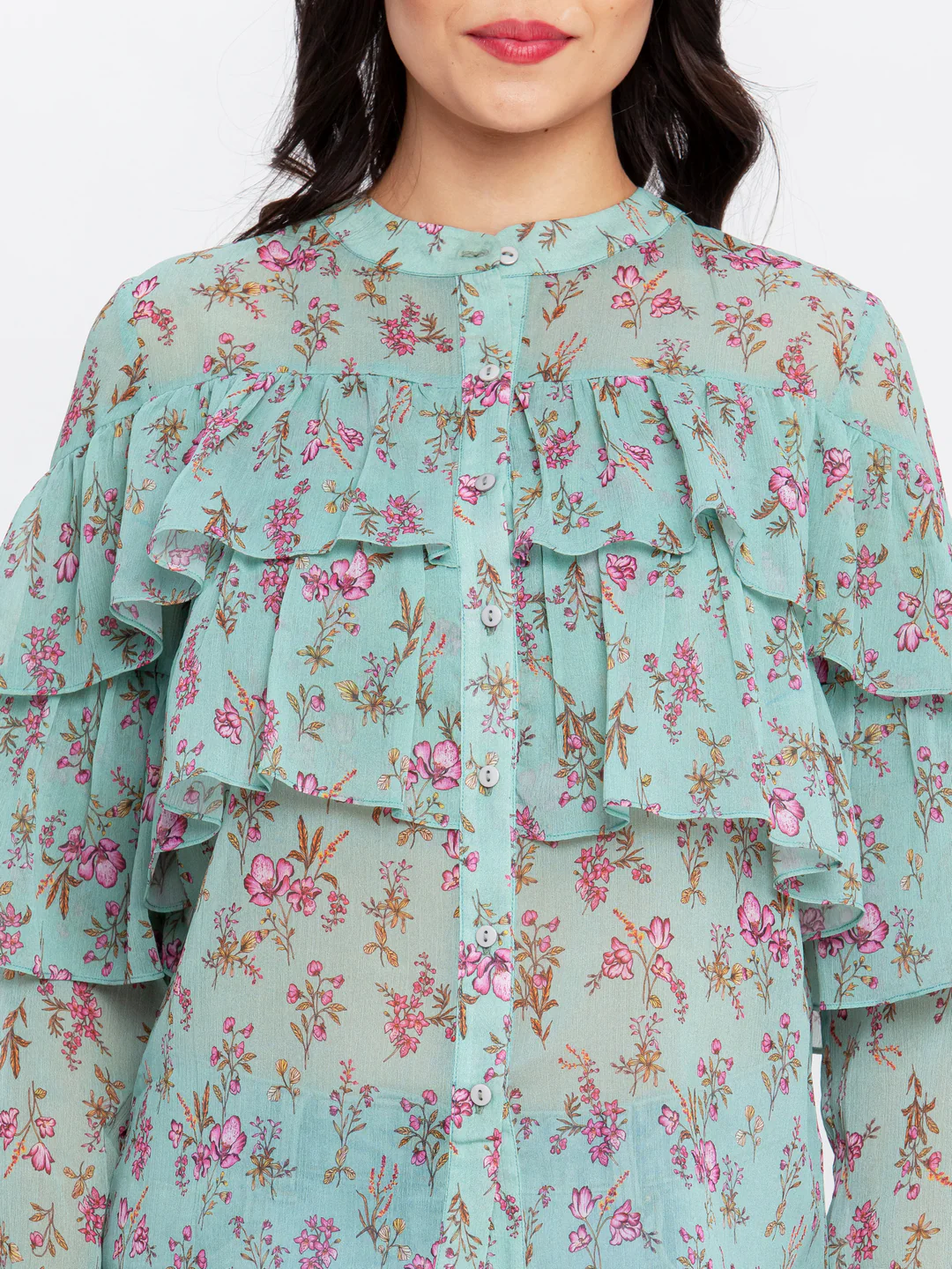 Green Printed Gathered Top - Image 6