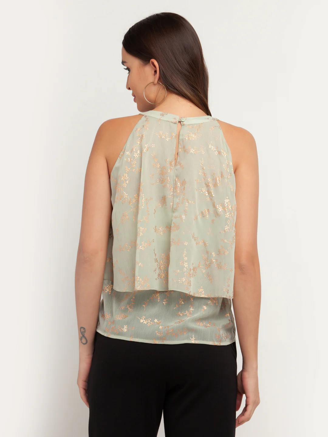 Green Printed Layered Top - Image 5