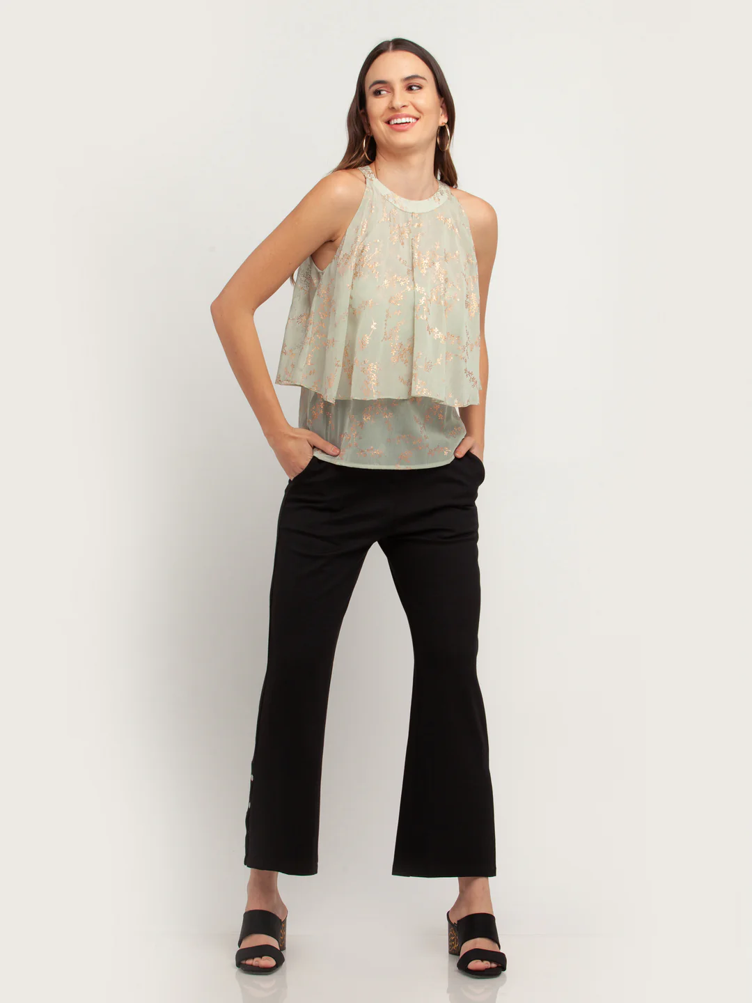 Green Printed Layered Top - Image 6