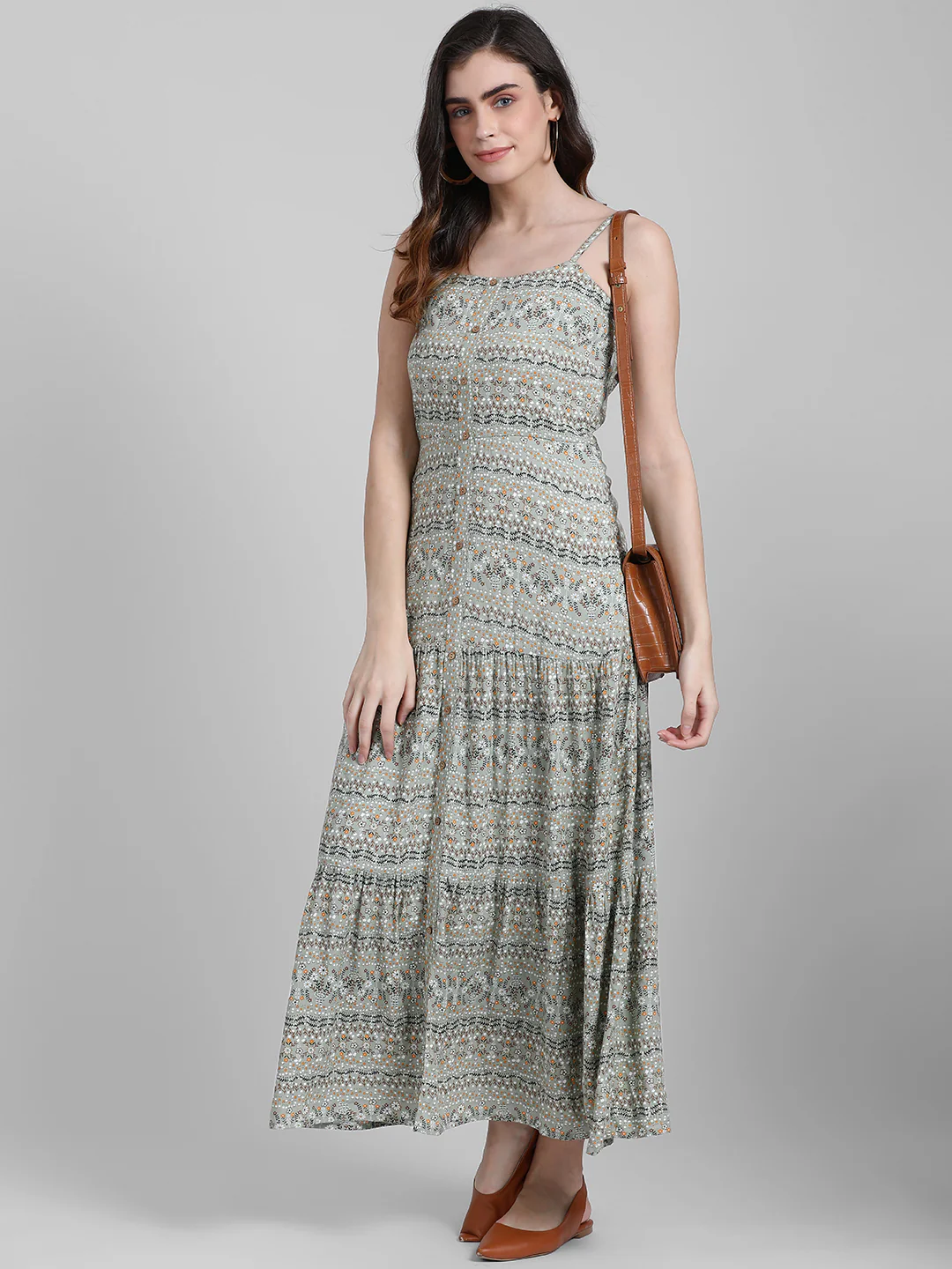 Green Printed Maxi Dress - Image 5