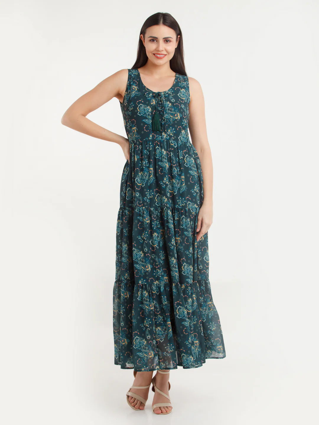 Green Printed Maxi Dress - Image 2