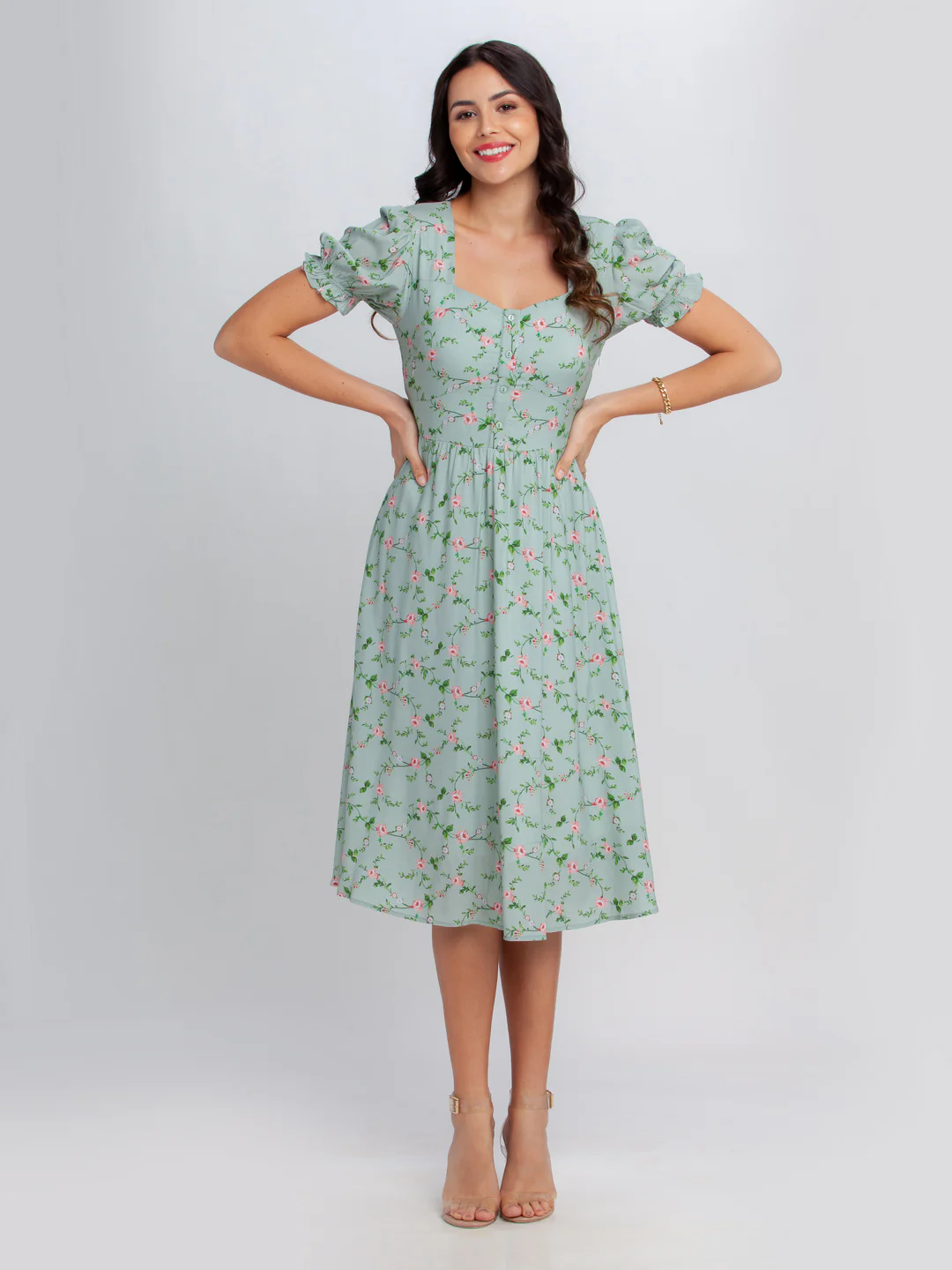 Green Printed Midi Dress - Image 2