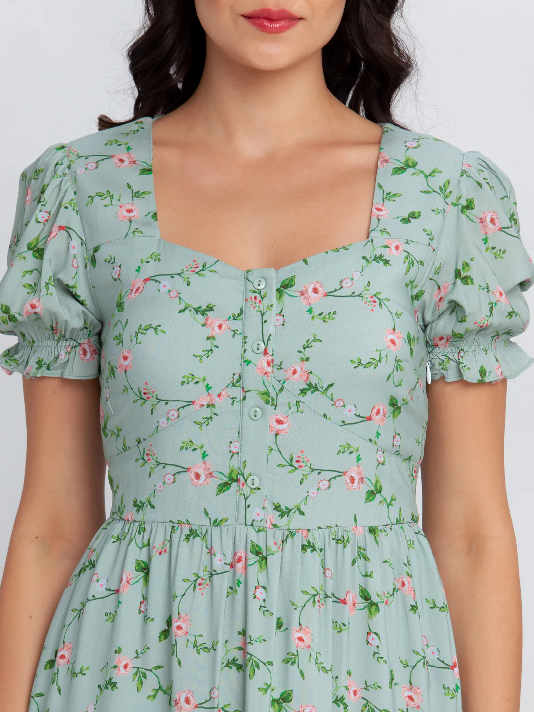 Green Printed Midi Dress - Image 5