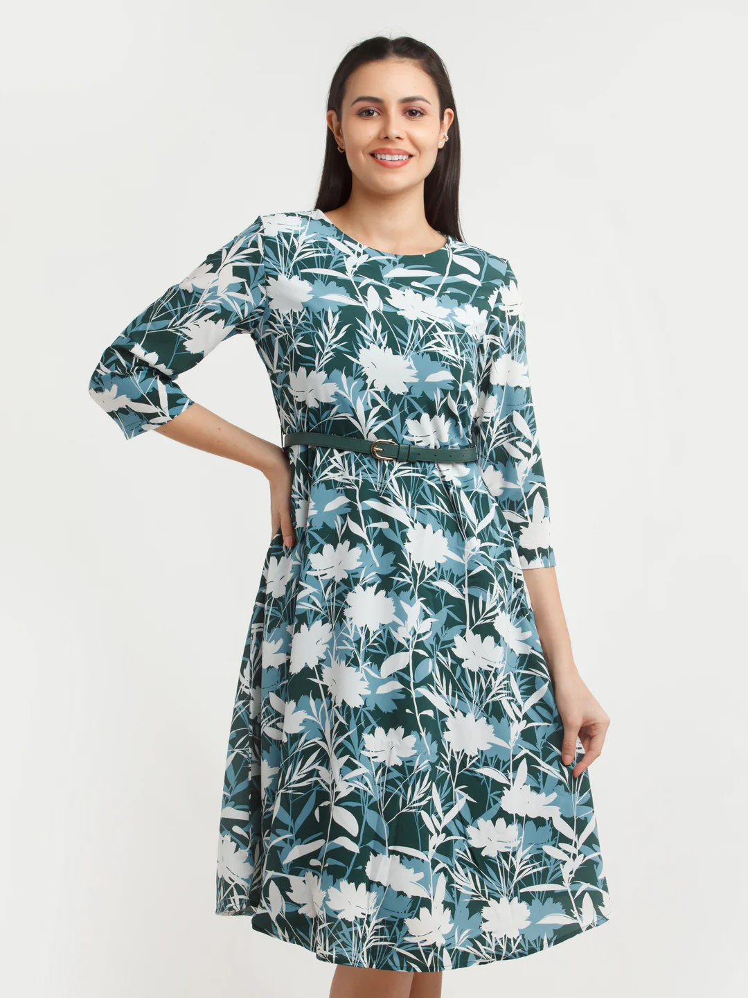 Green Printed Midi Dress - Image 2