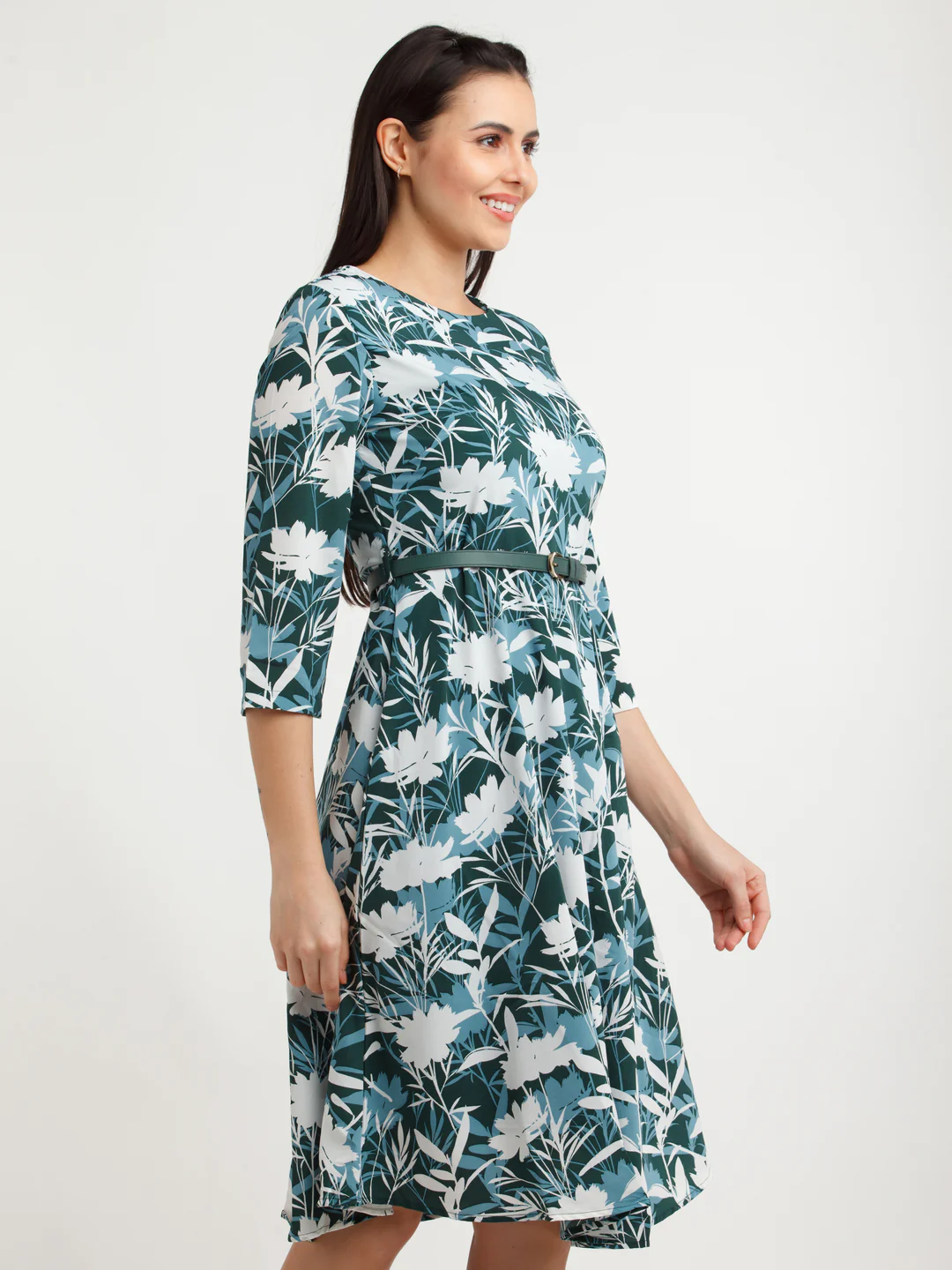 Green Printed Midi Dress - Image 5