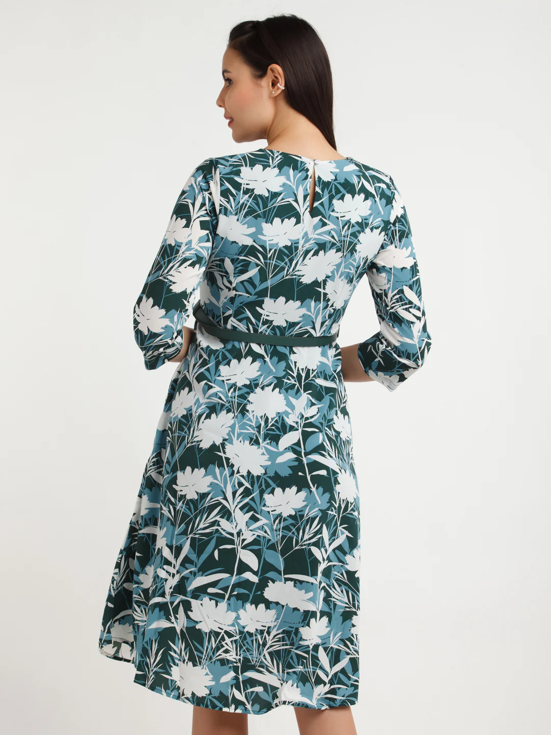 Green Printed Midi Dress - Image 6