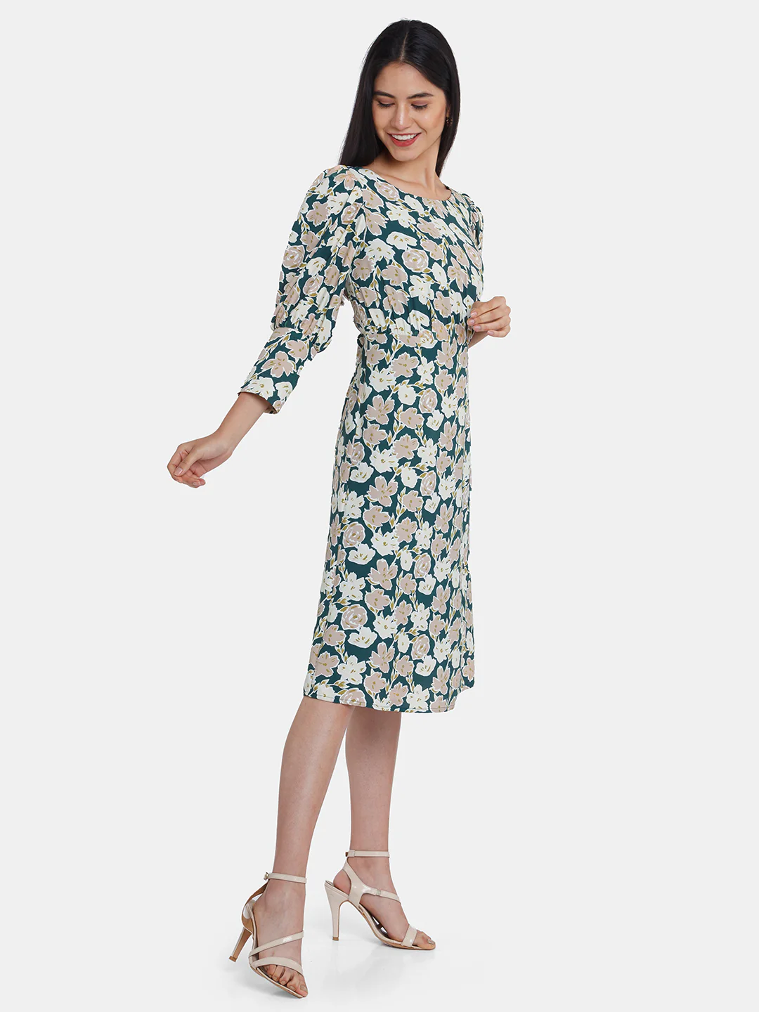 Green Printed Midi Dress - Image 3
