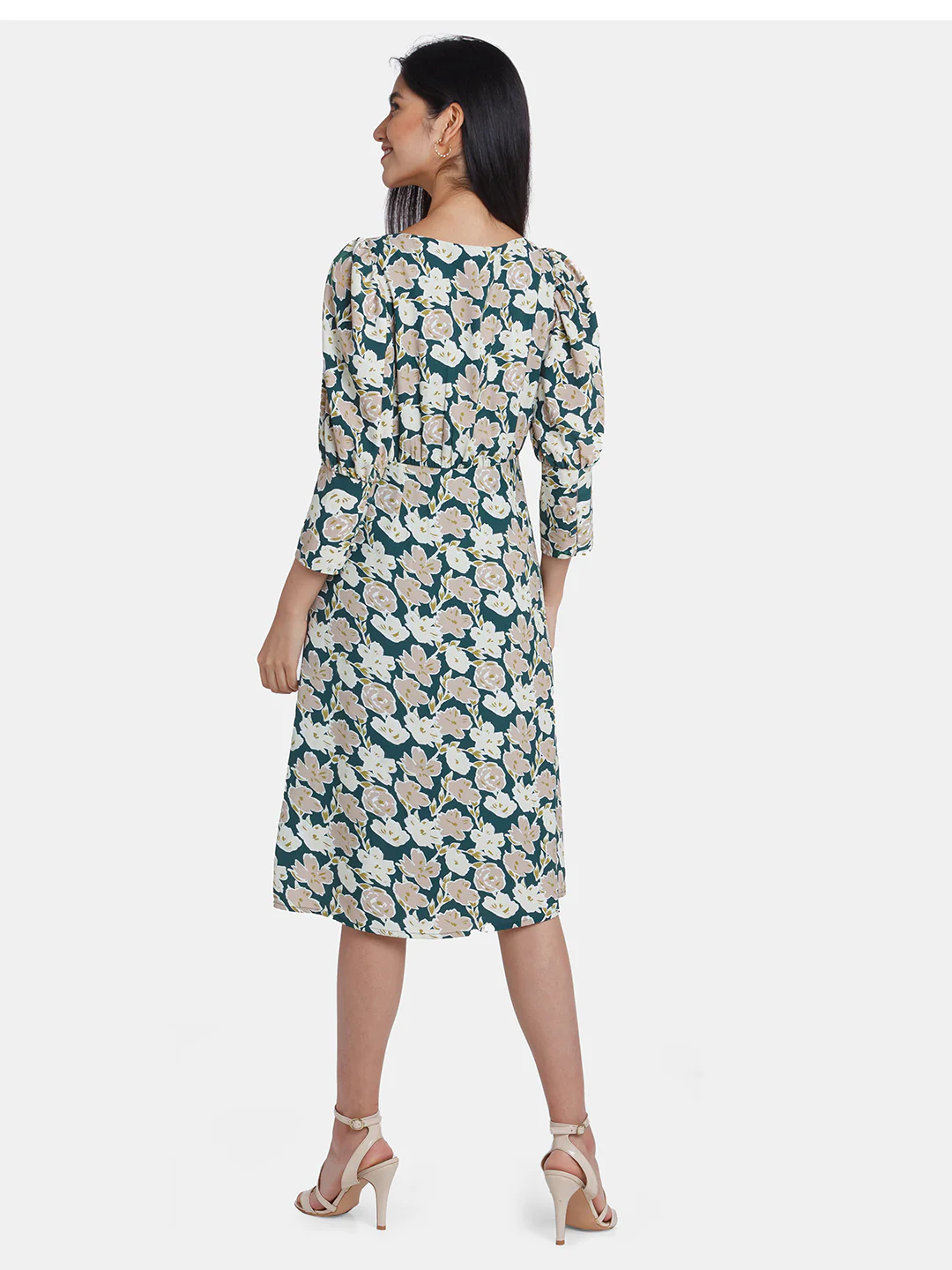 Green Printed Midi Dress - Image 4
