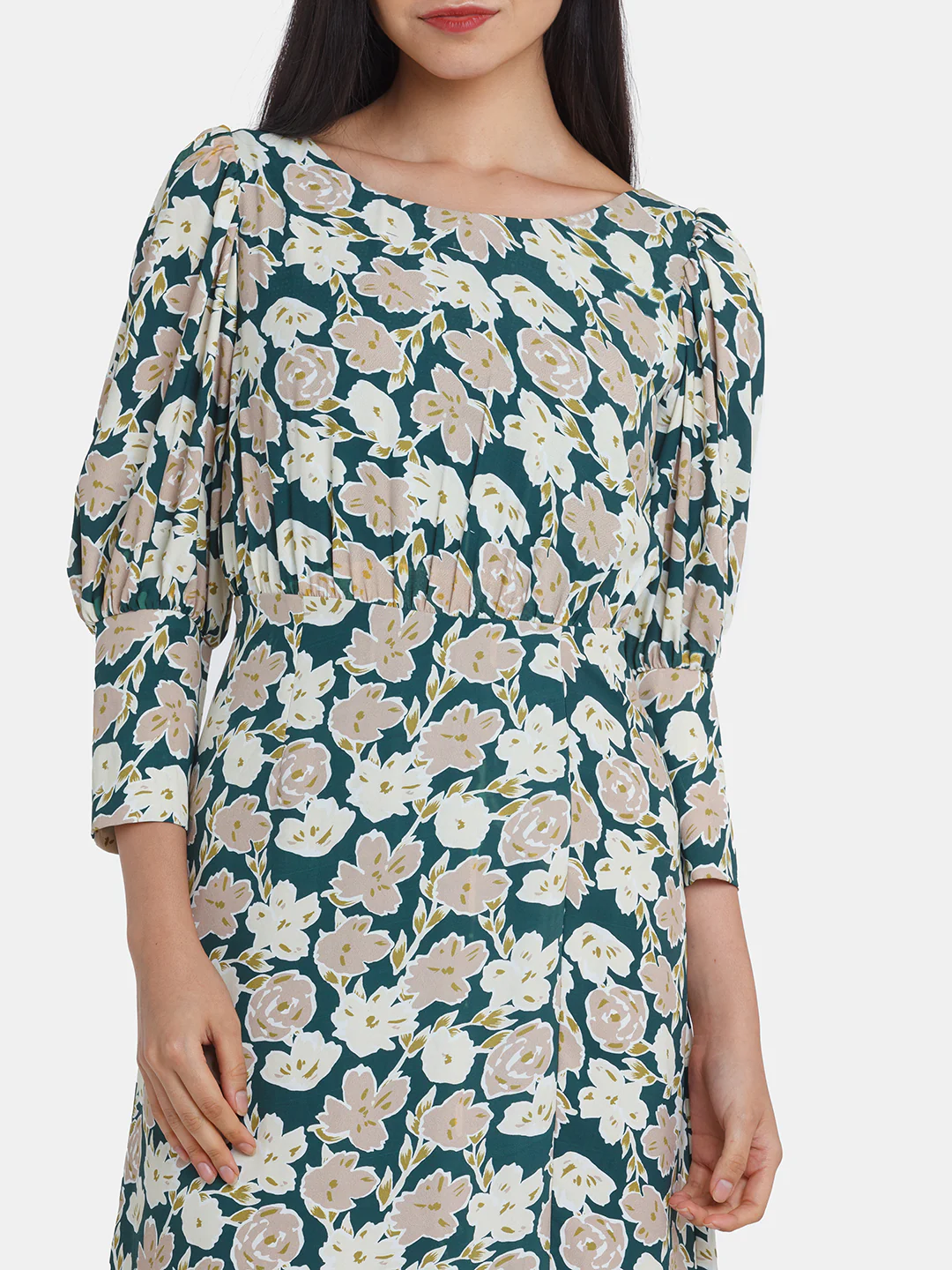 Green Printed Midi Dress - Image 6