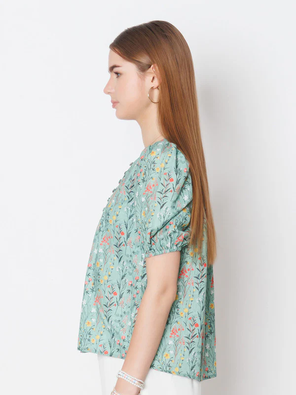 Green Printed Regular Fit Top - Image 3