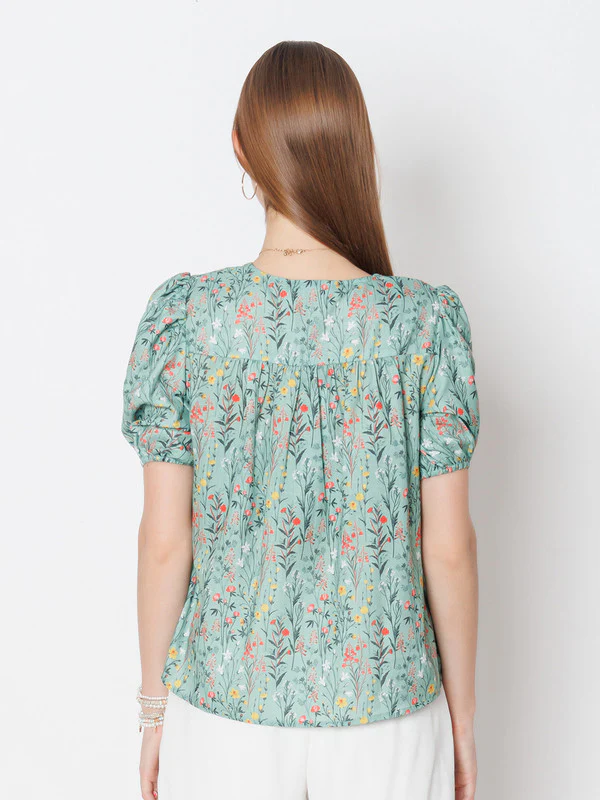 Green Printed Regular Fit Top - Image 4