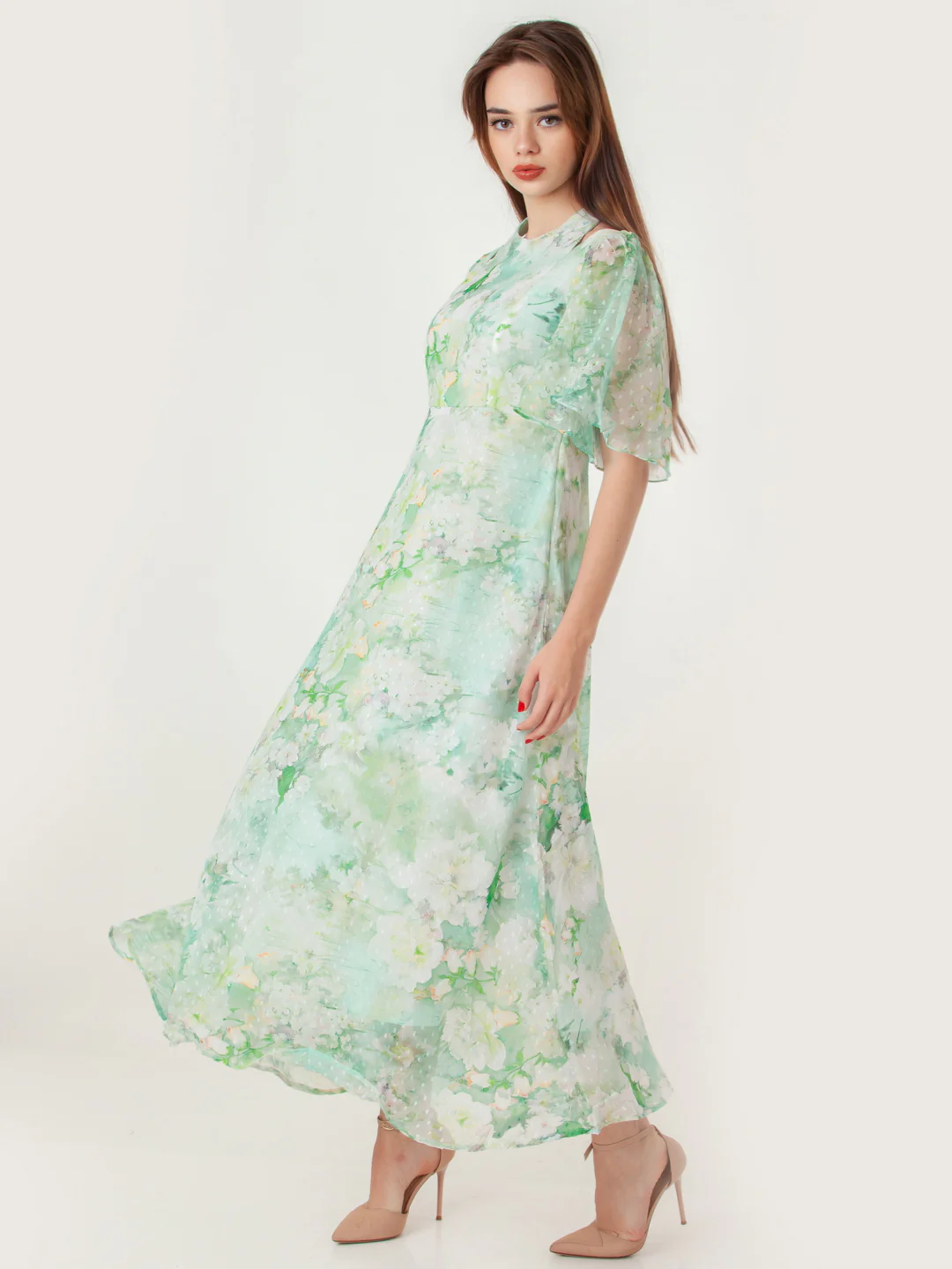 Green Printed Regular Maxi Dress