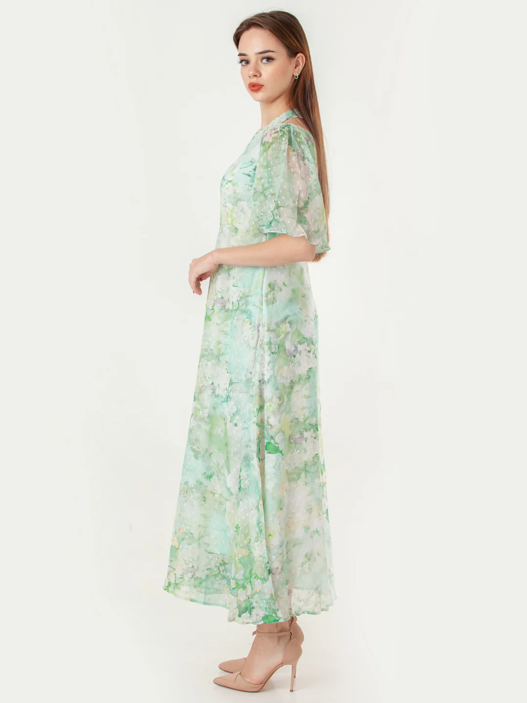 Green Printed Regular Maxi Dress - Image 3