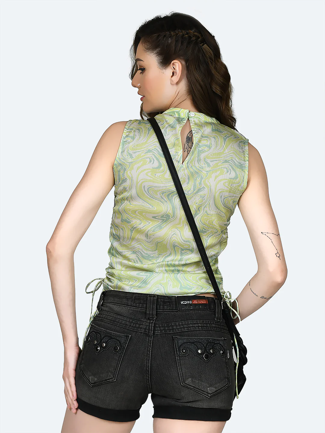 Green Printed Ruched Top - Image 4