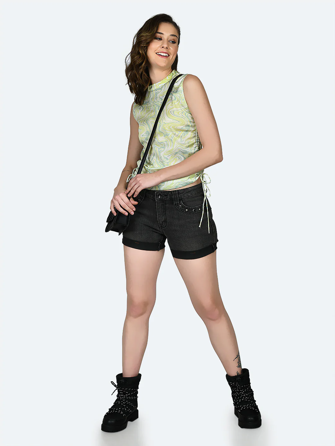 Green Printed Ruched Top - Image 5