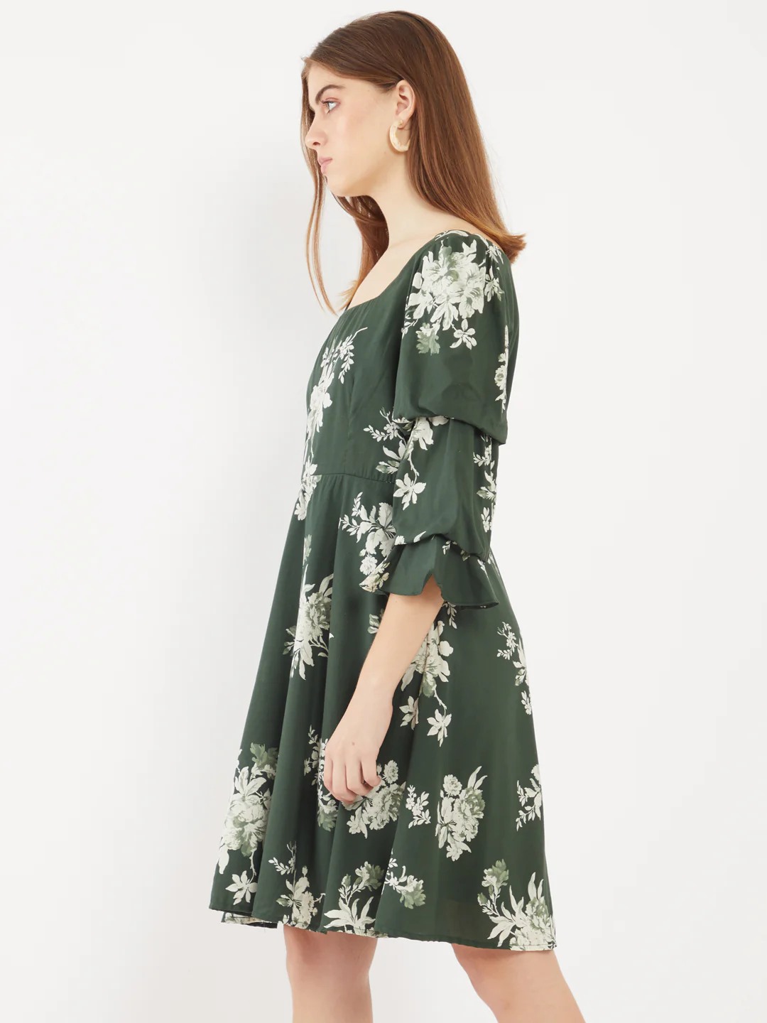 Green Printed Short Dress - Image 3