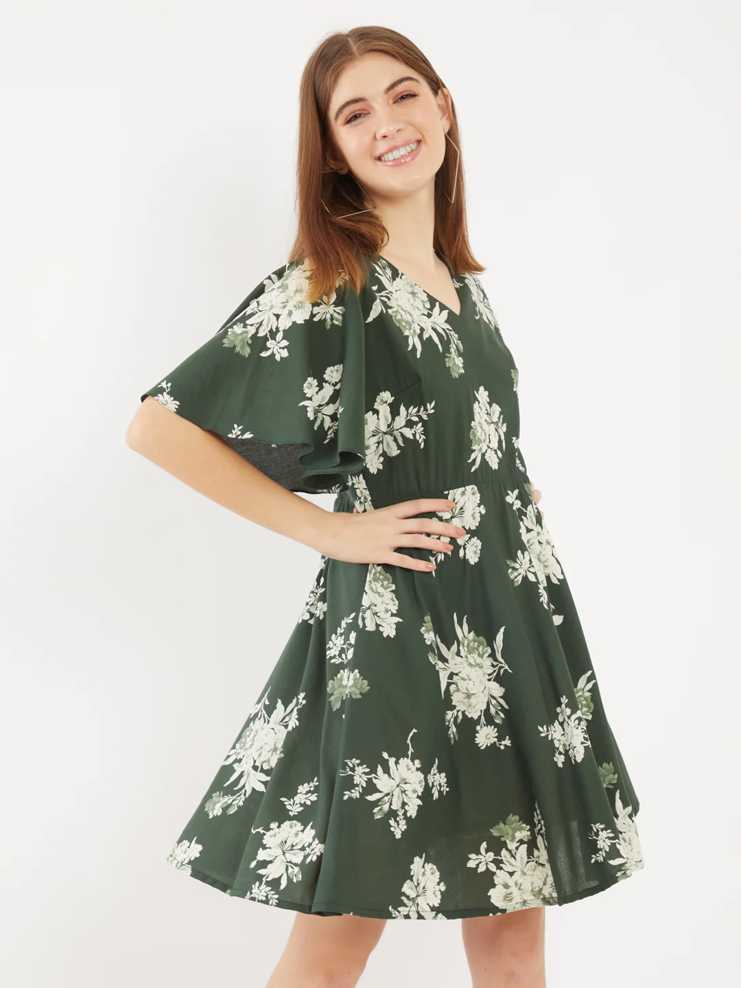 Green Printed Short Dress