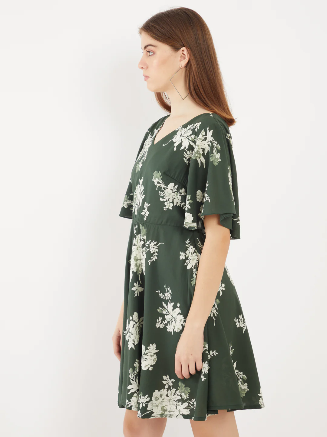 Green Printed Short Dress - Image 3
