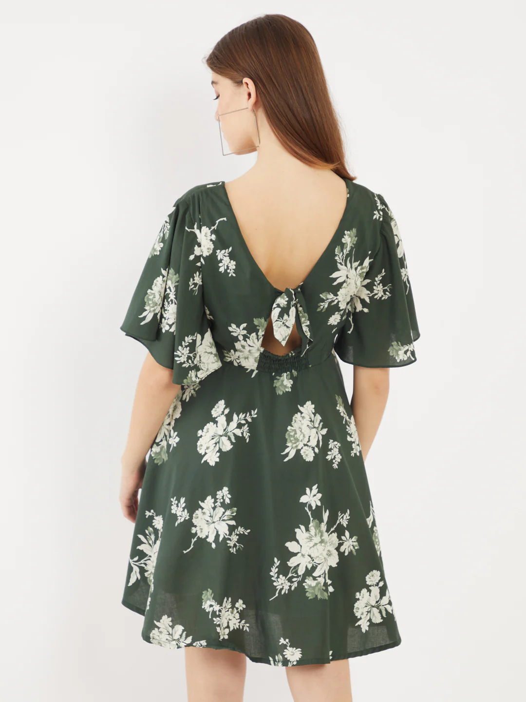 Green Printed Short Dress - Image 4