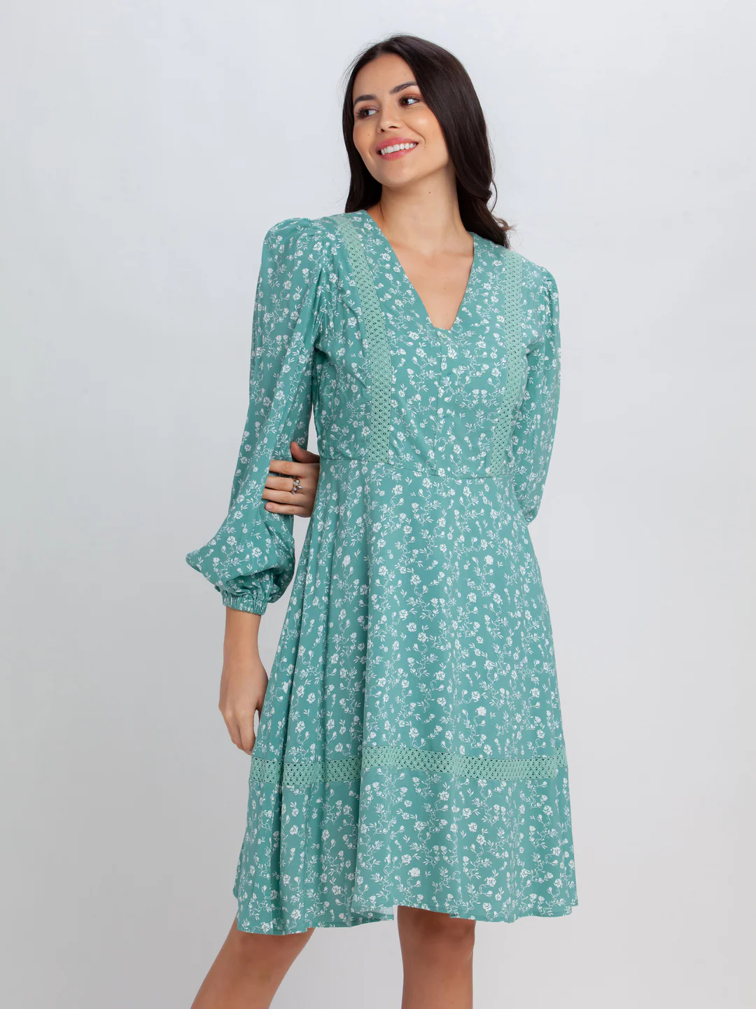 Green Printed Short Dress - Image 2