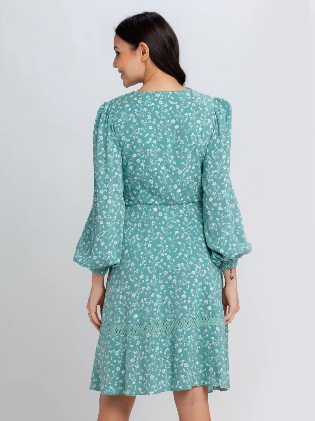 Green Printed Short Dress - Image 4