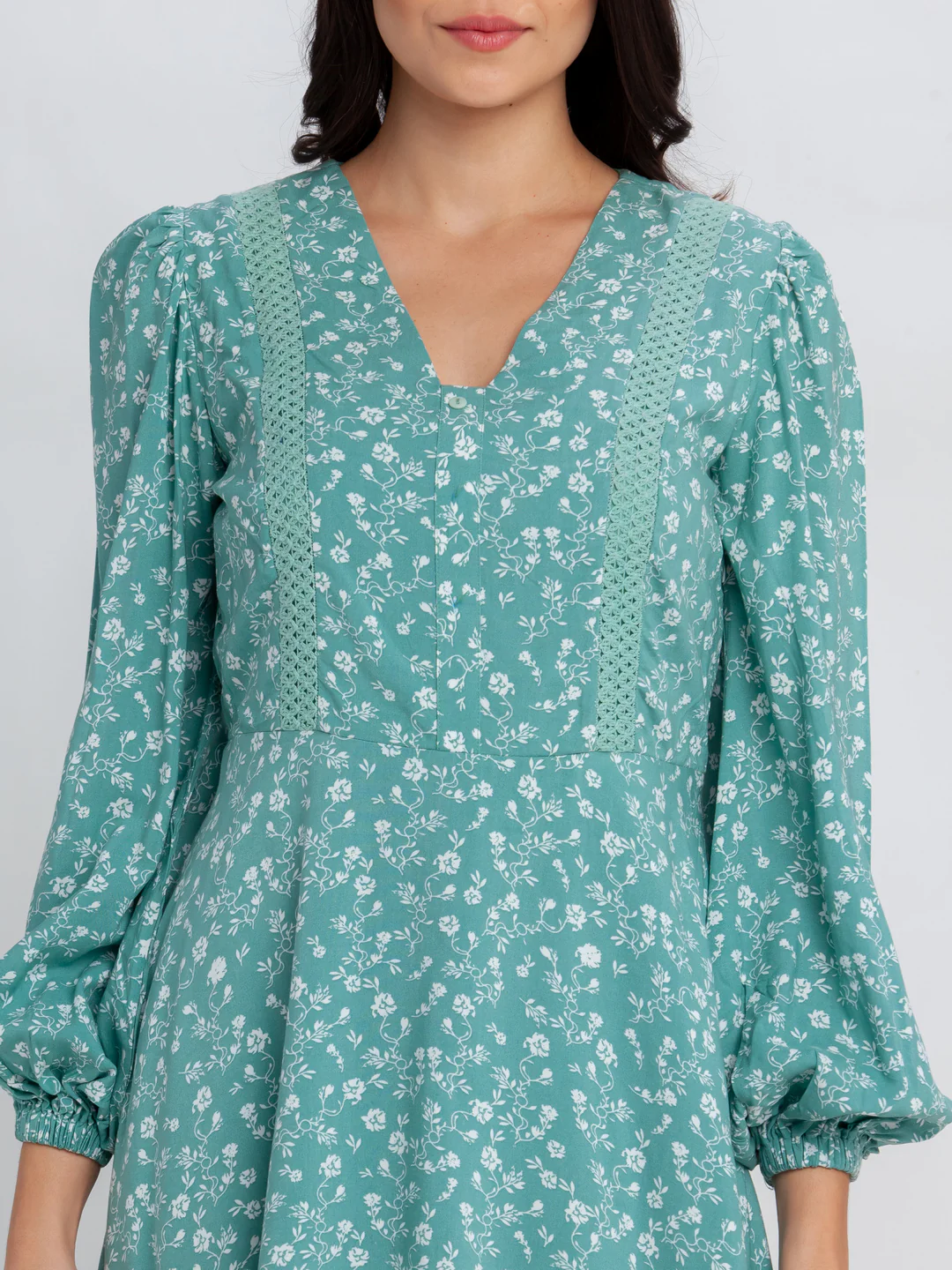 Green Printed Short Dress - Image 5