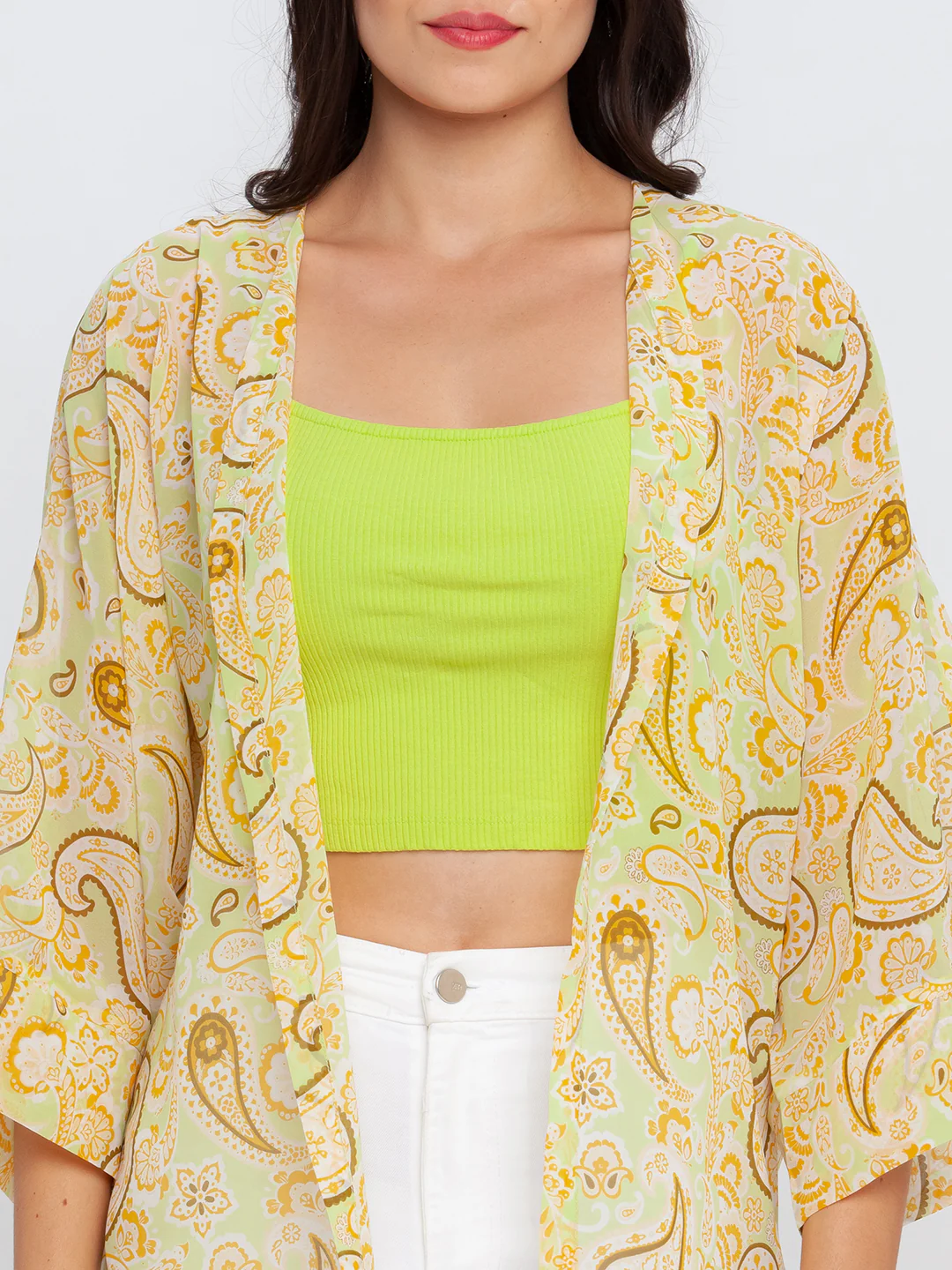 Green Printed Shrug - Image 6
