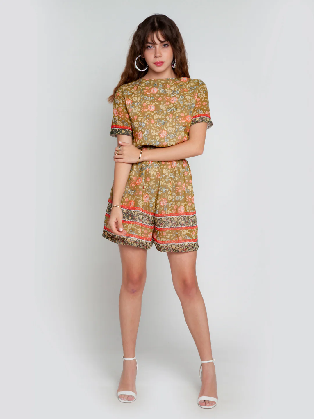 Green Printed Tie-Up Playsuit - Image 5