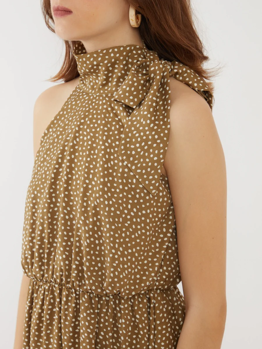 Green Printed Tie-Up Short Dress - Image 4