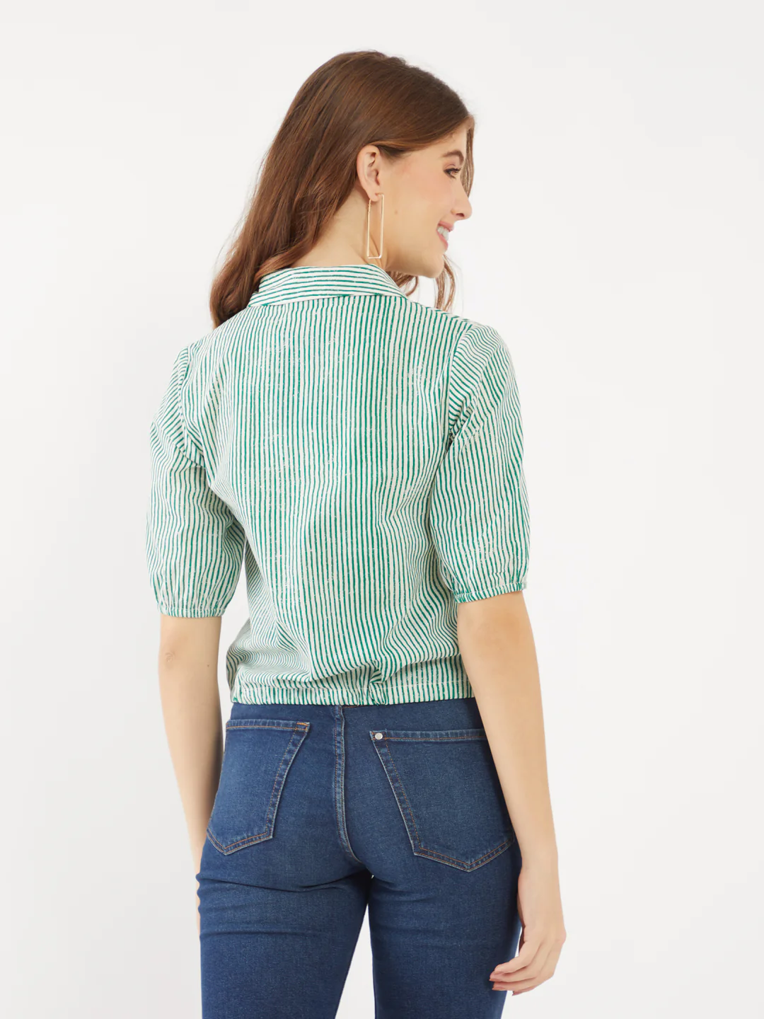 Green Printed Tie-Up Top - Image 4