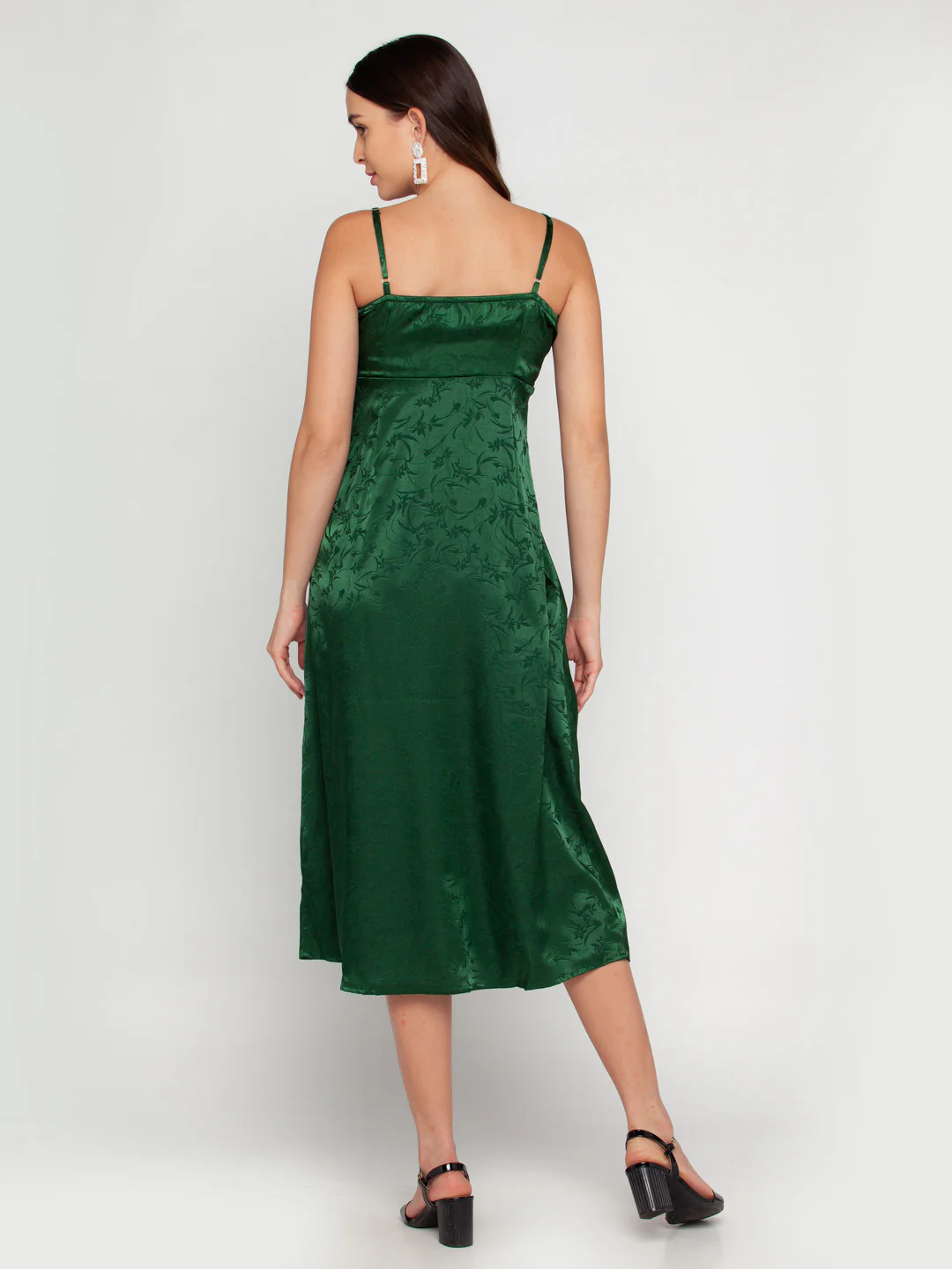 Green Self Design Midi Dress - Image 4