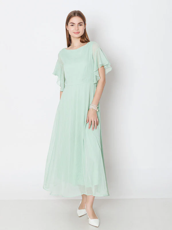 Green Solid A-Line Maxi Dress - Image 5