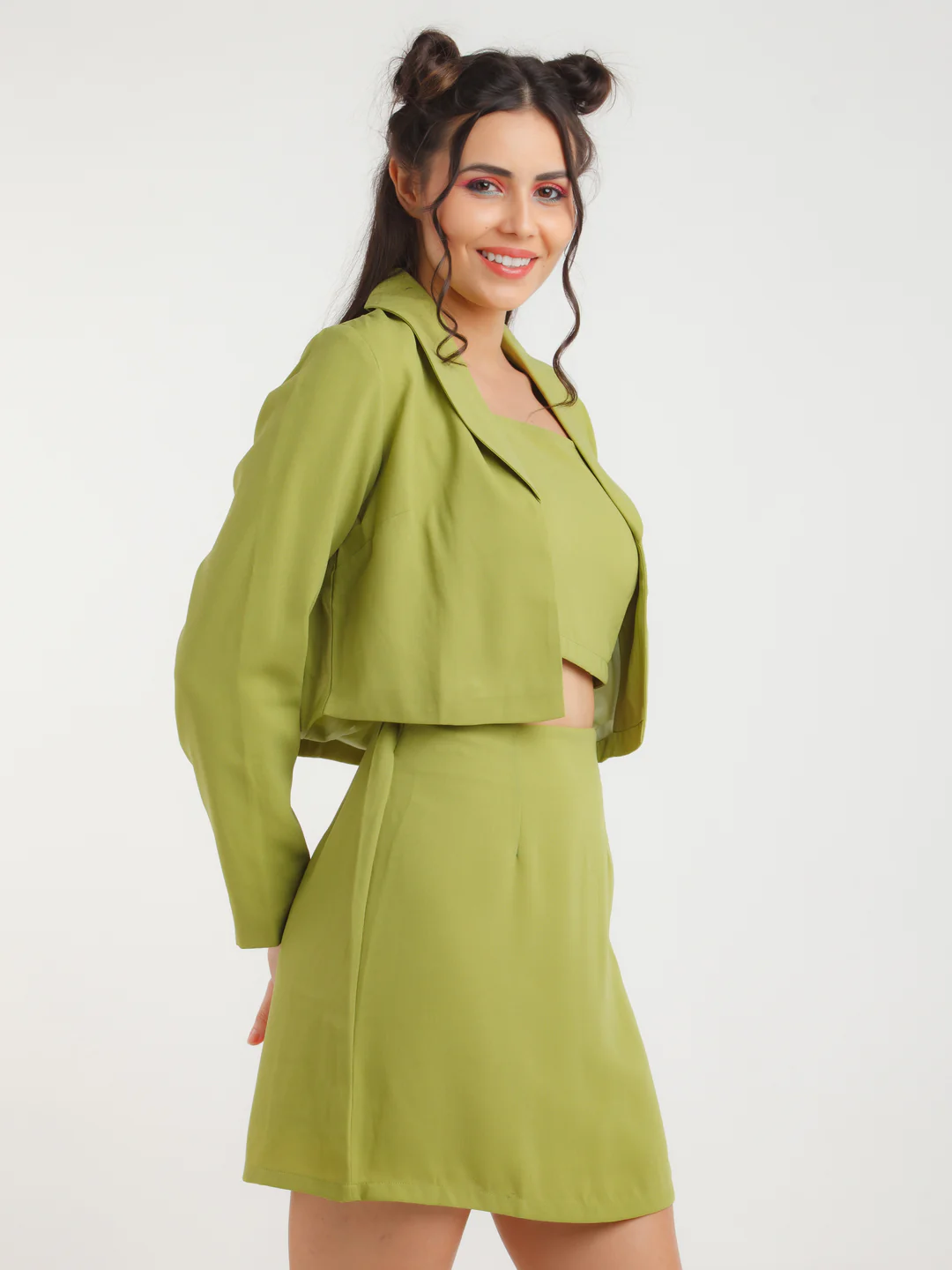 Green Solid Co-ord Set - Image 3