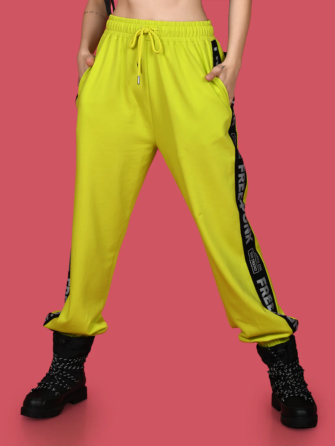 Green Solid Elasticated Joggers - Image 2