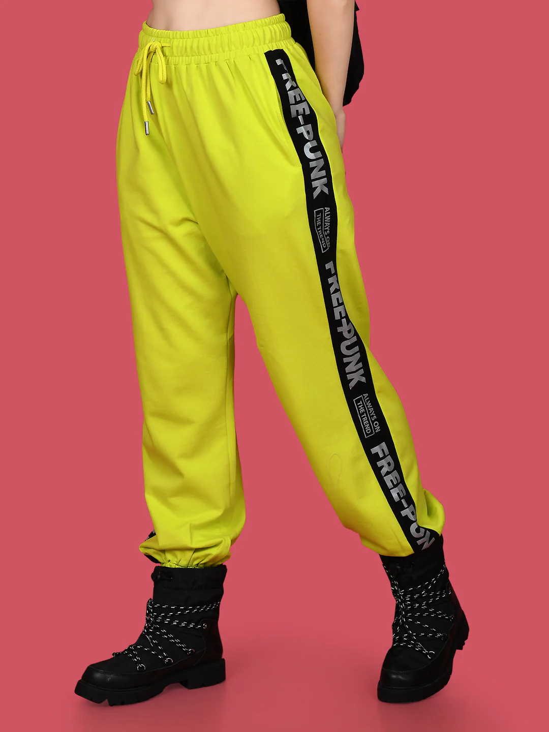 Green Solid Elasticated Joggers - Image 3