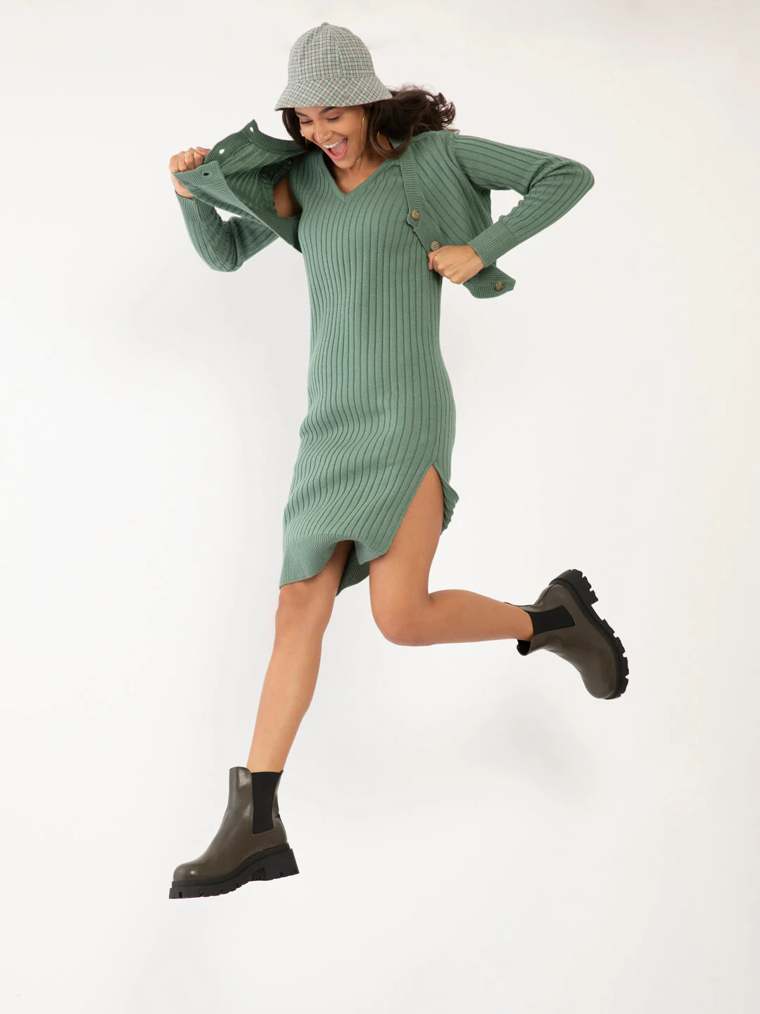 Green Solid Fitted Co-ord