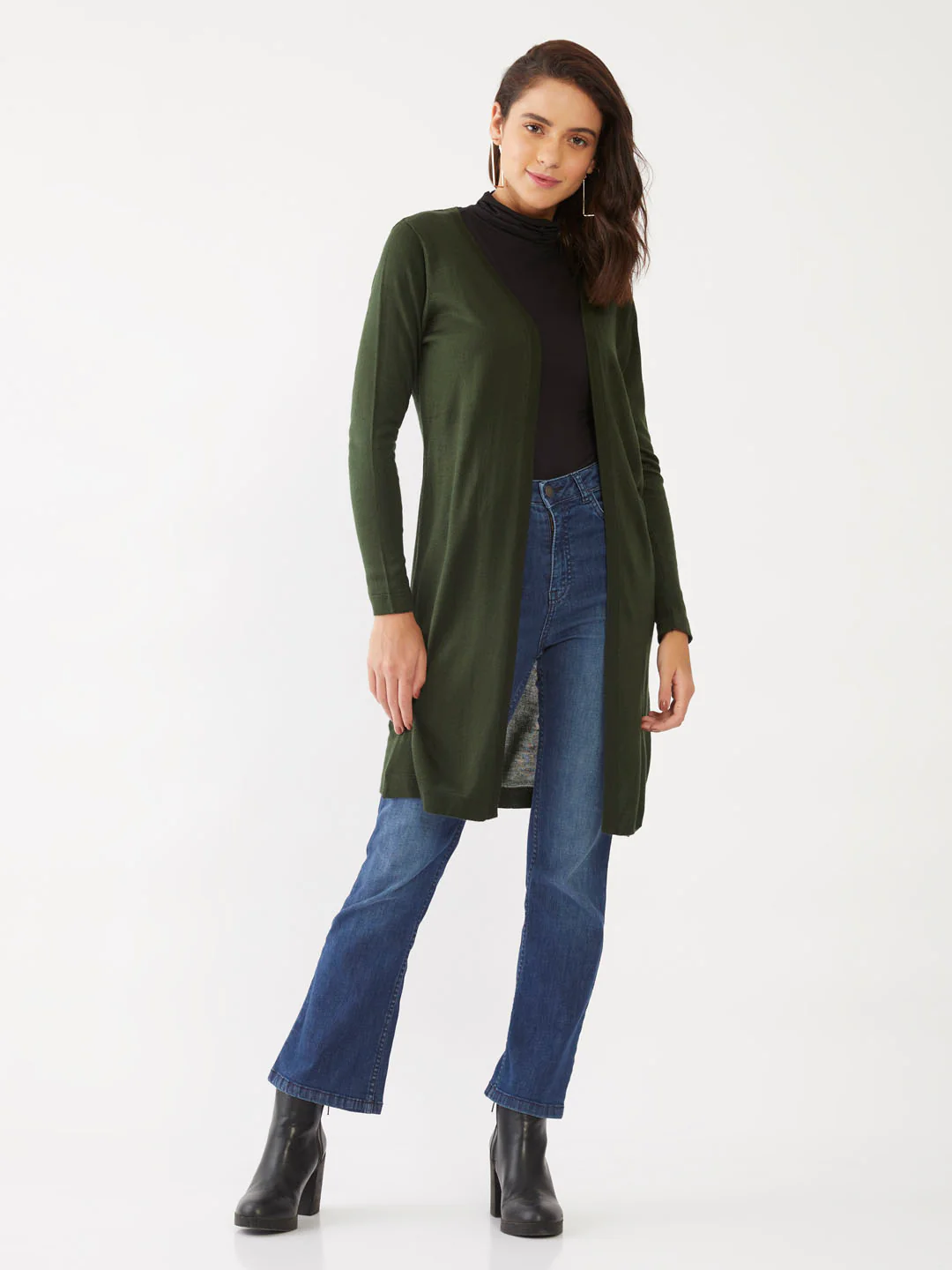 Green Solid Fitted Shrug - Image 2