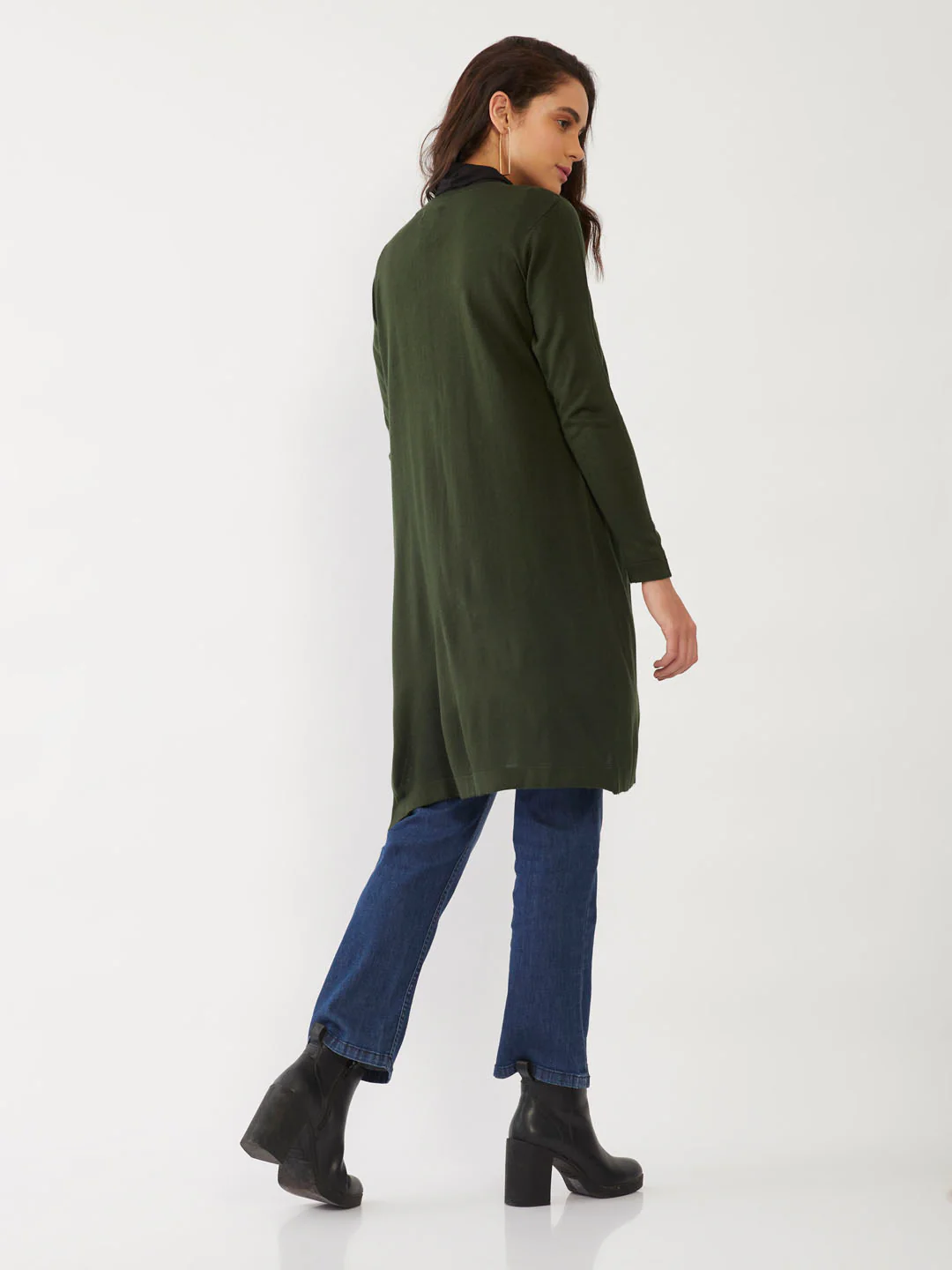 Green Solid Fitted Shrug - Image 4